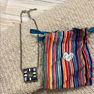 Silver and Blue Square Pendant Necklace